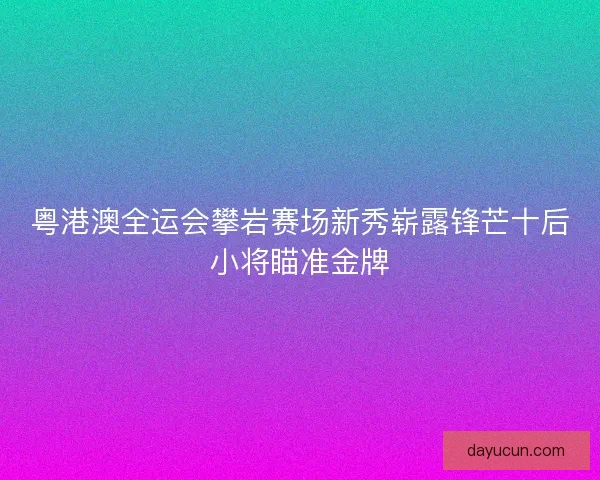 粤港澳全运会攀岩赛场新秀崭露锋芒十后小将瞄准金牌